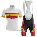 2020 Maillot Cyclisme Champion Espagne Blanc Manches Courtes Et Cuissard