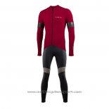 2021 Maillot Cyclisme Nalini Profond Rouge Manches Longues Et Cuissard QXF21-0051