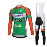 2018 Maillot Cyclisme Bardiani Csf Vert Manches Longues et Cuissard