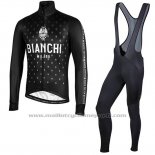 2019 Maillot Cyclisme Bianchi Milano FT Noir Blanc Manches Longues et Cuissard