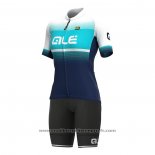 2021 Maillot Cyclisme Femme ALE Bleu Clair Manches Courtes Et Cuissard