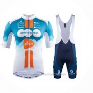 2024 Maillot Cyclisme DSM Bleu Blanc Manches Courtes et Cuissard