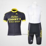 2010 Maillot Cyclisme Johnnys Noir et Jaune Manches Courtes et Cuissard