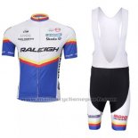 2012 Maillot Cyclisme Raleigh Bleu et Blanc Manches Courtes et Cuissard