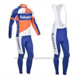 2013 Maillot Cyclisme Rabobank Bleu et Blanc Manches Longues et Cuissard