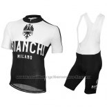 2016 Maillot Cyclisme Bianchi Noir et Blanc Manches Courtes et Cuissard