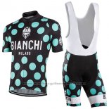 2016 Maillot Cyclisme Bianchi Vert et Noir Manches Courtes et Cuissard