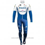 2020 Maillot Cyclisme Deceuninck Quick Step Bleu Blanc Manches Longues Et Cuissard