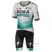 2020 Maillot Cyclisme UCI Monde Champion Bora Blanc Vert Manches Courtes Et Cuissard