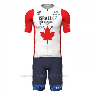 2022 Maillot Cyclisme Canada Champion Israel Cycling Academy Rouge Manches Courtes et Cuissard