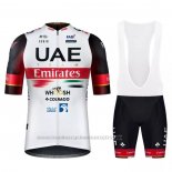 2022 Maillot Cyclisme UAE Noir Blanc Rouge Manches Courtes et Cuissard