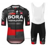 2023 Maillot Cyclisme Bora-Hansgrone Noir Rouge Manches Courtes et Cuissard