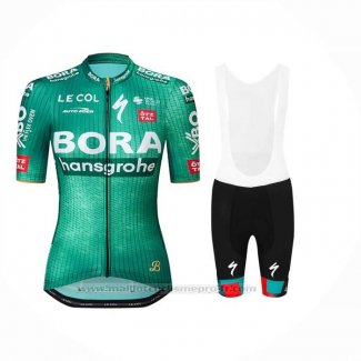 2023 Maillot Cyclisme Femme Bora Hansgrohe Vert Manches Courtes et Cuissard