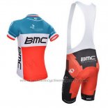 2014 Maillot Cyclisme BMC Champion Italie Bleu et Orange Manches Courtes et Cuissard