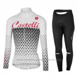 2017 Maillot Cyclisme Femme Castelli Blanc Manches Longues et Cuissard