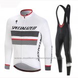 2018 Maillot Cyclisme Specialized Blanc Manches Longues et Cuissard