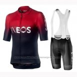 2019 Maillot Cyclisme Castelli INEOS Noir Rouge Manches Courtes et Cuissard