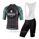 2020 Maillot Cyclisme Bianchi Noir Vert Manches Courtes Et Cuissard