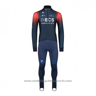 2022 Maillot Cyclisme Ineos Grenadiers Fonce Bleu Manches Longues Et Cuissard
