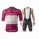 2023 Maillot Cyclisme Giro d'Italia Violet Blanc Manches Courtes et Cuissard