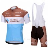 2018 Maillot Cyclisme Ag2rla Bleu et Blanc Manches Courtes et Cuissard