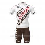 2022 Maillot Cyclisme Ag2r La Mondiale Blanc Marron Manches Courtes et Cuissard