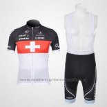 2011 Maillot Cyclisme Trek Leqpard Champion Suisse Rouge et Blanc Manches Courtes et Cuissard