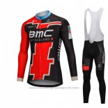 2018 Maillot Cyclisme BMC Noir et Rouge Manches Longues et Cuissard