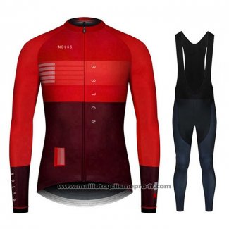 2020 Maillot Cyclisme NDLSS Fonce Rouge Manches Longues Et Cuissard