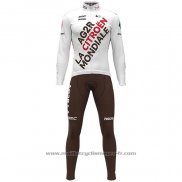 2021 Maillot Cyclisme Ag2r La Mondiale Blanc Manches Longues Et Cuissard