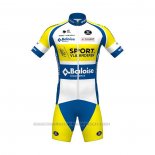 2021 Maillot Cyclisme Sport Vlaanderen-Baloise Bleu Blanc Jaune Manches Courtes et Cuissard
