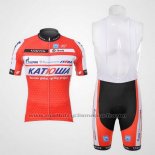 2012 Maillot Cyclisme Katusha Blanc et Orange Manches Courtes et Cuissard
