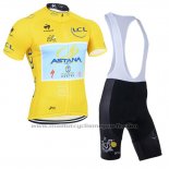 2014 Maillot Cyclisme Tour de France Lider Astana Lider Jaune Manches Courtes et Cuissard
