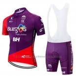 2019 Maillot Cyclisme Burgos BH Violet Rouge Manches Courtes et Cuissard