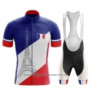 2020 Maillot Cyclisme Champion France Bleu Blanc Rouge Manches Courtes Et Cuissard(1)