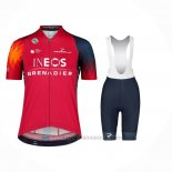 2023 Maillot Cyclisme Femme Ineos Grenadiers Rouge Manches Courtes et Cuissard