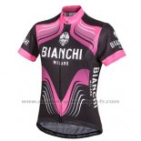 2016 Maillot Cyclisme Bianchi Noir et Fuchsia Manches Courtes et Cuissard