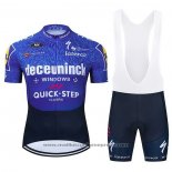 2021 Maillot Cyclisme Deceuninck Quick Step Bleu Violet Manches Courtes Et Cuissard