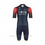 2022 Maillot Cyclisme Ineos Grenadiers Profond Bleu Rouge Manches Courtes et Cuissard