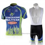 2010 Maillot Cyclisme Merida Bleu et Vert Manches Courtes et Cuissard