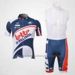 2012 Maillot Cyclisme Lotto Belisol Blanc et Bleu Manches Courtes et Cuissard