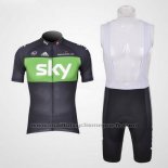 2012 Maillot Cyclisme Sky Noir et Vert Manches Courtes et Cuissard