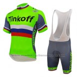2016 Maillot Cyclisme UCI Monde Champion Tinkoff Vert Manches Courtes et Cuissard