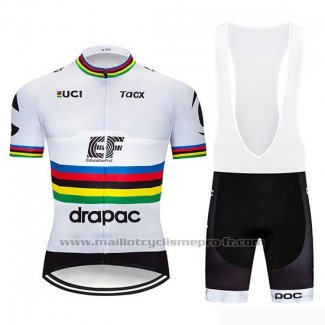 2019 Maillot Cyclisme UCI Monde Champion EF Education First Blanc Manches Courtes et Cuissard