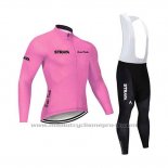 2020 Maillot Cyclisme STRAVA Rose Manches Longues et Cuissard