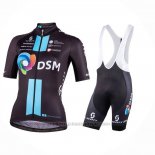 2023 Maillot Cyclisme Femme DSM Noir Manches Courtes et Cuissard
