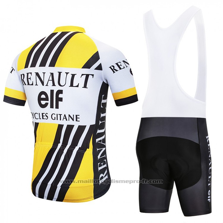 2018 Maillot Cyclisme Renaul Jaune et Blanc Manches Courtes et Cuissard