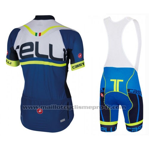 2016 Maillot Cyclisme Castelli Bleu Blanc Manches Courtes et Cuissard